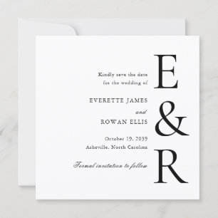 Modern Bold Monogram Minimalist Wedding Save The Date