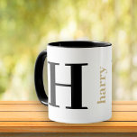 Modern Bold Monogram Name Gold Black Coffee Mug<br><div class="desc">Modern Bold Monogram Name Gold Black Coffee Mug. Personalise with your custom monogram initial and name.</div>