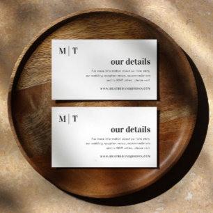 Modern Bold Monogram Wedding Our Details Enclosure Card