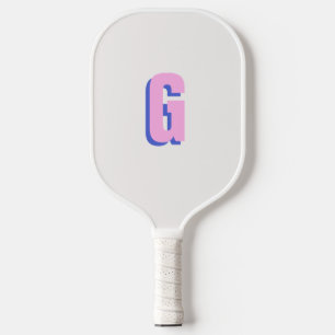Modern bold monogrammed pink and blue pickleball paddle
