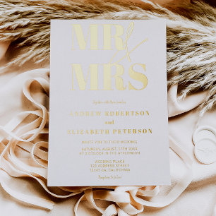 Modern bold Mr Mrs script black photo wedding