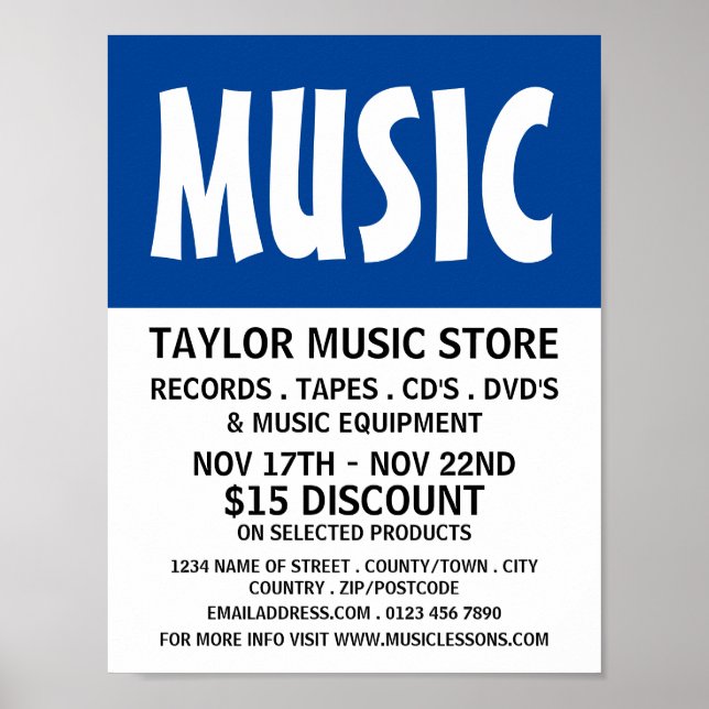 Modern Bold, Music Store Advertising Poster (Front)