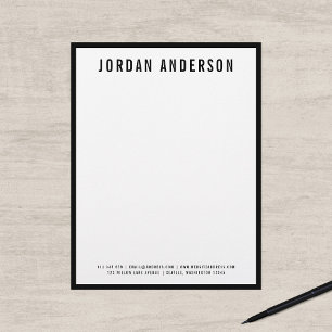 Modern Bold Name with EDITABLE Border Colour Custom Letterhead