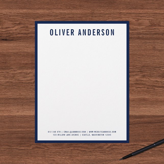Modern Bold Name with EDITABLE Border Colour Custom Letterhead (Creator Uploaded)
