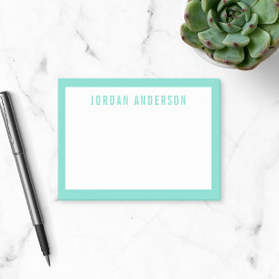 Modern Bold Name with Editable Border Colour Post-it Notes