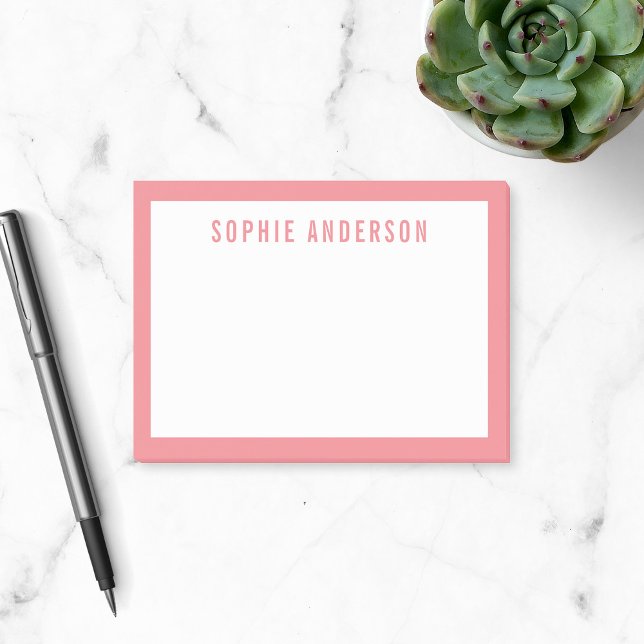 Modern Bold Name with Editable Border Colour Post-it Notes (Creator Uploaded)
