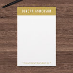Modern Bold Name with Editable Header Colour Stationery<br><div class="desc">Simple modern stationery paper featuring bold font. The header background colour is editable, click customise to change. Personalise by replacing the placeholder text with your own information. For more options such as to change the font and it's size/colour or the spacing between letters click the "Customise" button. *Please note that...</div>