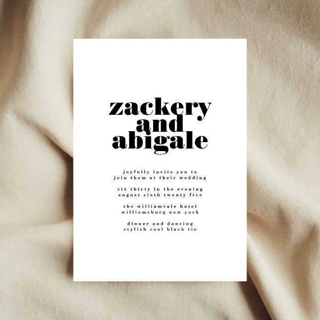 Modern Bold Names Black White Wedding Invitation (Creator Uploaded)