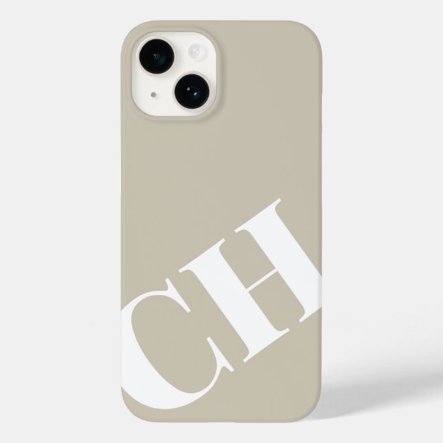 Modern Bold Oatmeal White Monogram Case-Mate iPhone Case (Back)