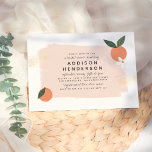 Modern Bold Orange & Blossom Pink Bridal shower Invitation<br><div class="desc">This modern design features a pink brushstroke overlay, two oranges, and soft white orange blossom. There is faux gold dust on both sides of the design. The text appears in a simple layout with the bride's name in bold capitals and different parts of the event information in a handwritten script...</div>