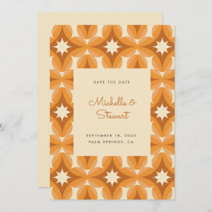 Modern Bold Orange Brown Retro Wedding Save The Date