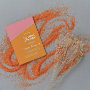 Modern Bold Orange Pink Geometric Bridal Shower  Invitation