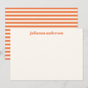 Modern Bold Orange Stripes Personalised Name  Card