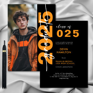 Modern Bold Orange Typography Grad Announcement