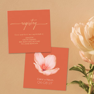 Modern bold orange wedding shower registry enclosure card