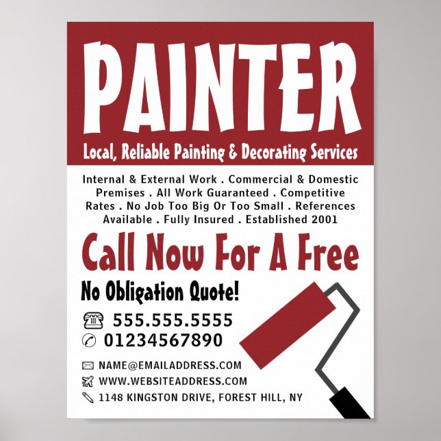 Modern Bold, Painter & Decorator Advertising Poster (Front)