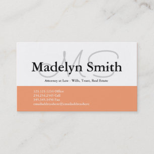 Modern Bold Peach Initials - Business Card