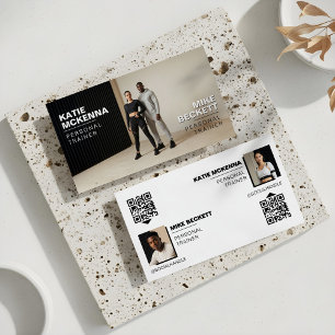 Modern Bold Personal Fitness Trainer Coach Photos Business Card