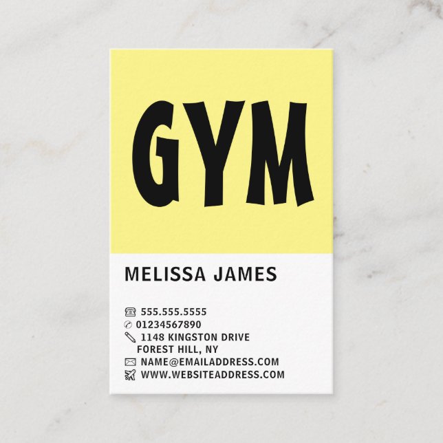 Modern Bold, Personal trainer, Gym Instructor Business Card (Front)