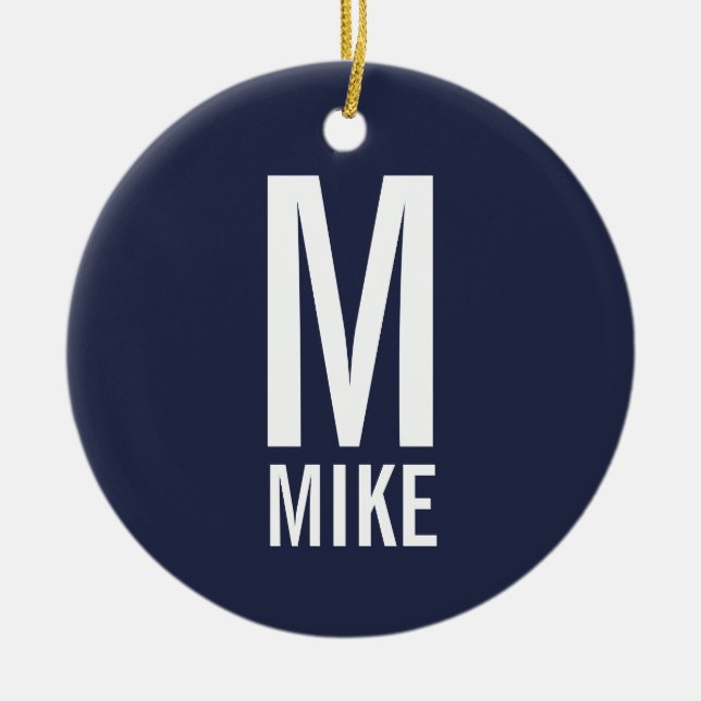 Modern Bold Personalised Monogram and Name Ceramic Ornament (Front)