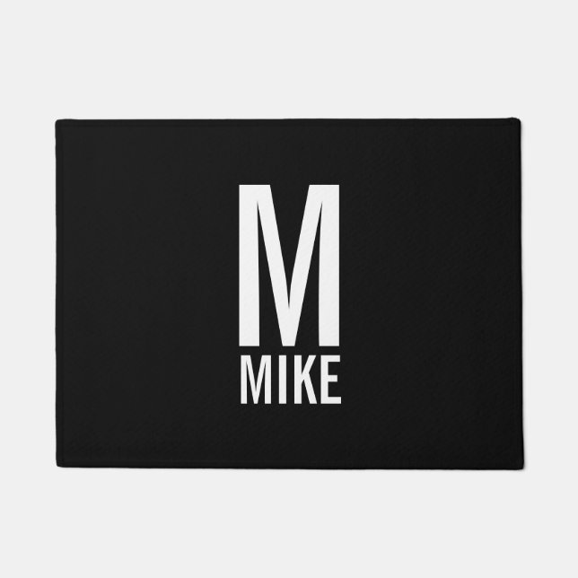 Modern Bold Personalised Monogram and Name Doormat (Front)