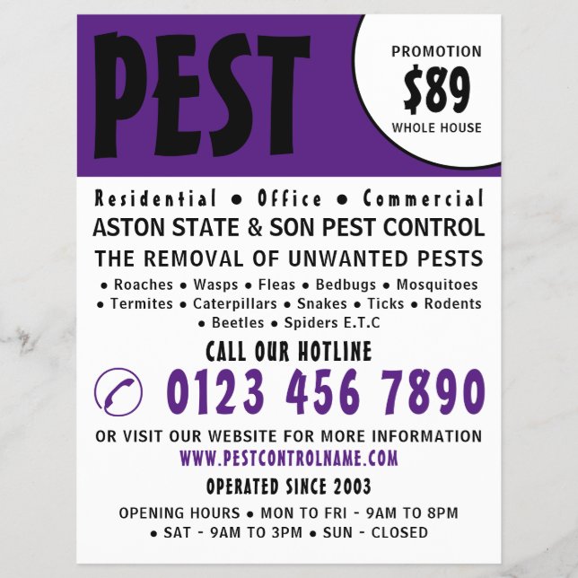 Modern Bold, Pest Control Advertising Flyer (Front)
