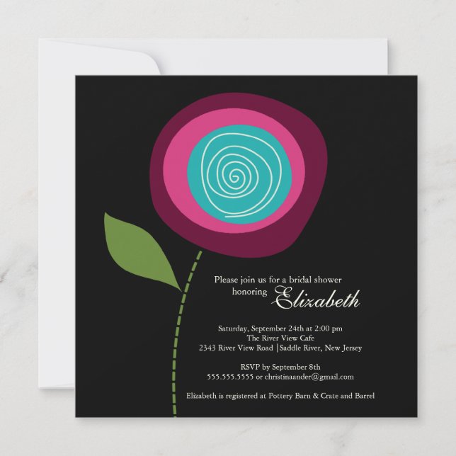 Modern Bold Pink Bloom Bridal Shower Invitation (Front)