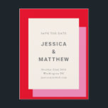 Modern Bold Pink Red Wedding Save The Date Postcard<br><div class="desc">Modern Geometric Bold Pink Red Stylish Save The Date Postcard</div>