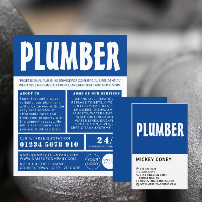 Modern Bold, Plumber, Plumbing Business Card (Creator Uploaded)