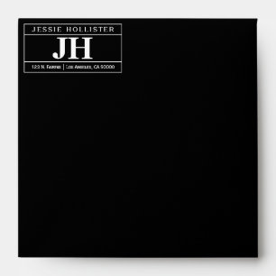 Modern Bold Professional   Black & White Square Envelope