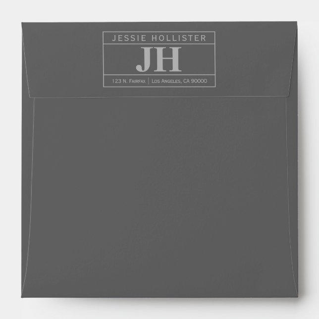 Modern Bold Professional | Dark/Light Grey Square Envelope (Back (Top Flap))