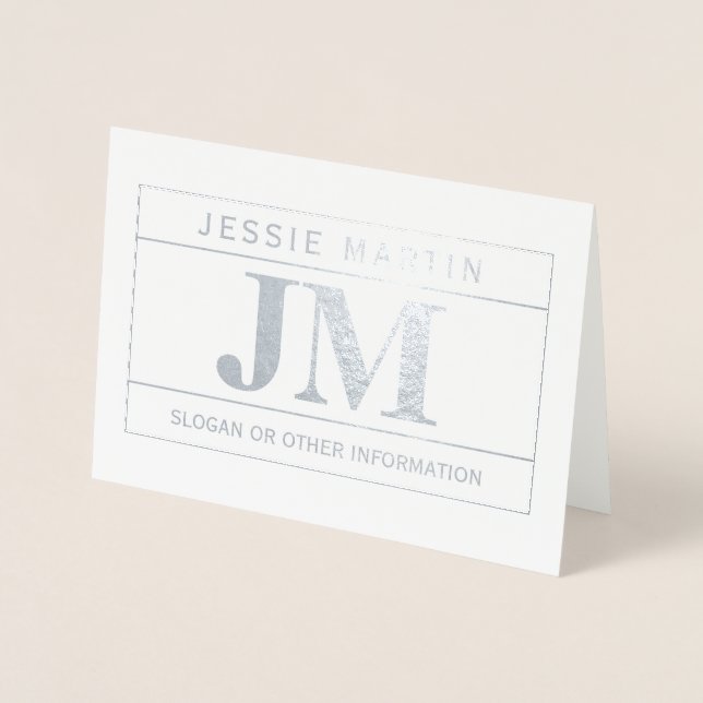 Modern Bold Professional | Grey & Silver Blank Foil Card (Front)