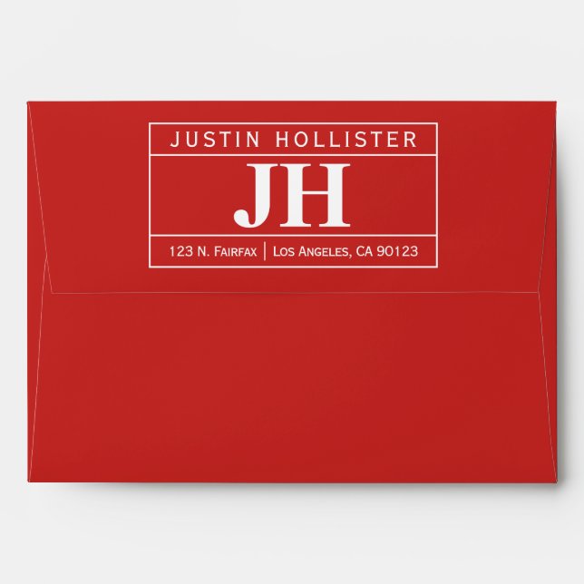 Modern Bold Professional | Red & White A7 Envelope (Back (Top Flap))