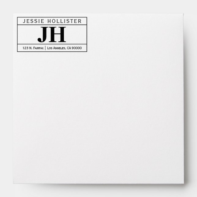 Modern Bold Professional | White & Black Square Envelope (Front)