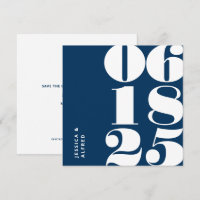 Modern Bold Prussian Blue Big Date Wedding