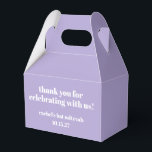 Modern Bold Purple Bat Mitzvah Custom Thank You Favour Box<br><div class="desc">Personalised Bold Typography Lavender Purple Modern Thank You Favour Box</div>