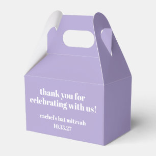 Modern Bold Purple Bat Mitzvah Custom Thank You Favour Box