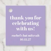 Modern Bold Purple Bat Mitzvah Custom Thank You