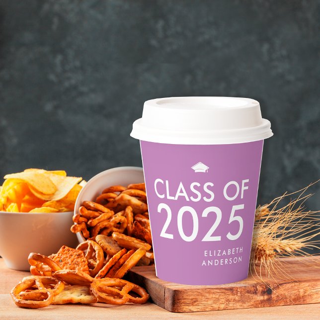 Modern Bold Purple Personalised Graduation Party Paper Cups (Creator Uploaded)