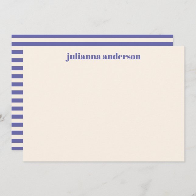 Modern Bold Purple Stripes Personalised Name Card (Front/Back)