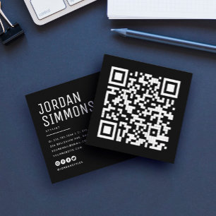 Modern Bold QR code Simple Stylish Square Business Card