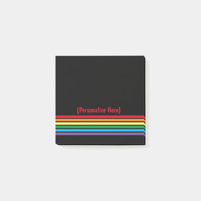 Modern Bold Rainbow on Black Background Post-it Notes (Front)