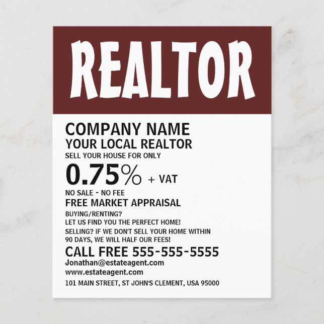 Modern Bold, Realtor, Estate Agent Advertising Flyer (Front)