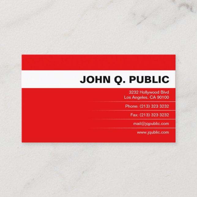 Modern Bold Red Business Card (Front)