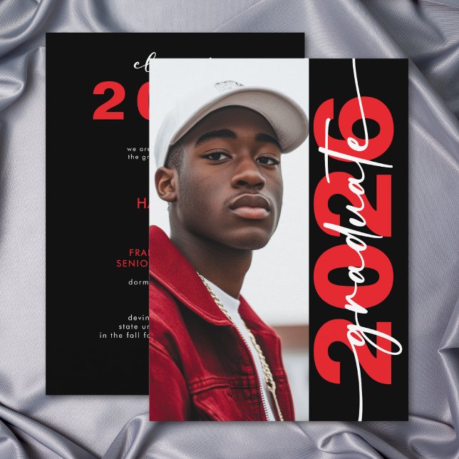 Modern Bold Red Typography Grad Announcement (Modern Bold Red Typography Grad Announcement)