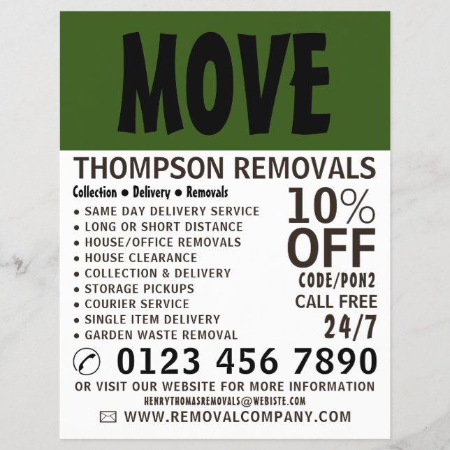 Modern Bold, Removal Company Advertising Flyer (Front)