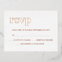 Modern Bold Retro Lettering REAL Rose Gold RSVP