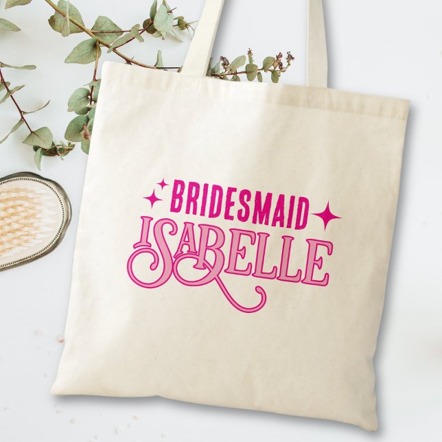 Modern Bold Retro Wedding Bridesmaid Gift  Tote Bag (Creator Uploaded)