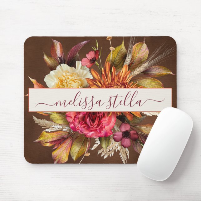Modern Bold Rustic Floral | Girly Gift Mouse Pad (With Mouse)