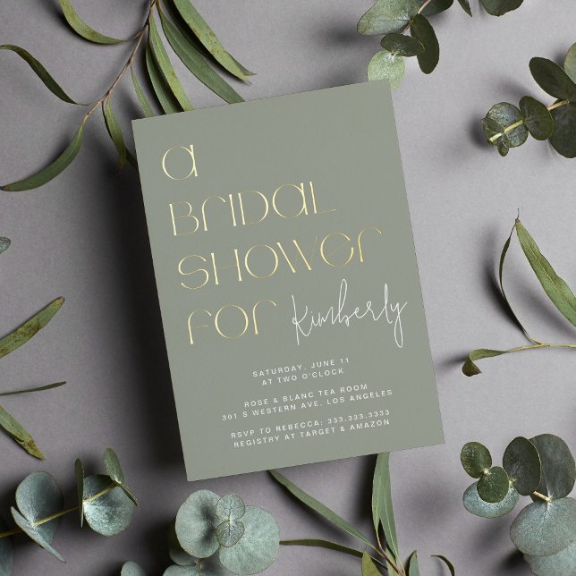 Modern Bold Sage Green Bridal Shower Gold (Creator Uploaded)